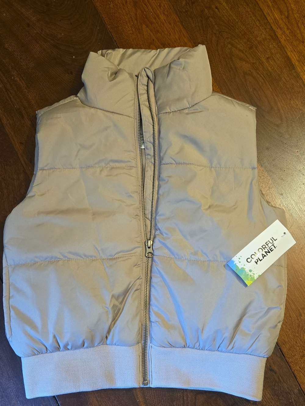 Kids Beige Puffer Vest - Neutral Beige Tan Size 12 Colorful Planet